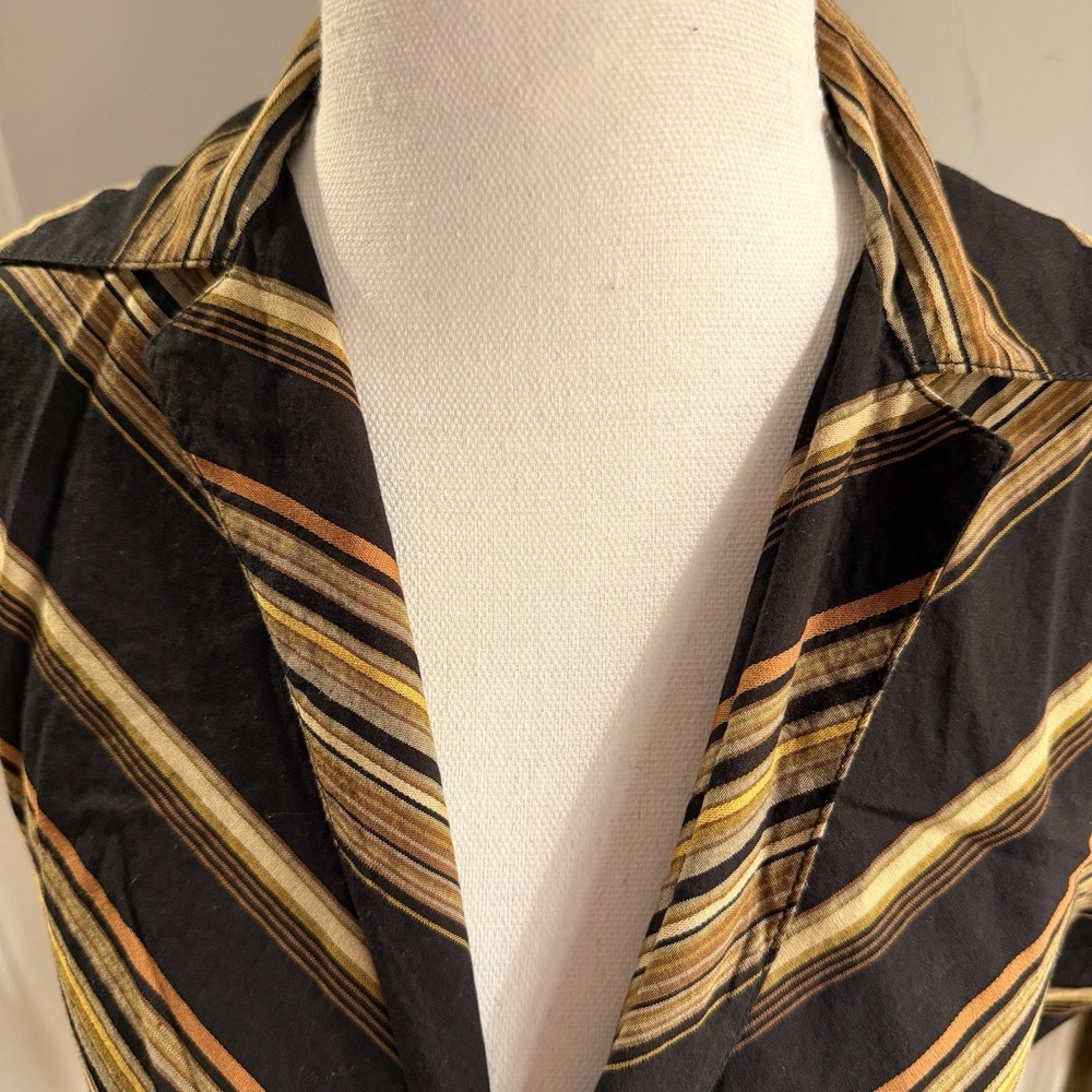 Kenneth Cole VTG Women's Y2K Chevron Print Cotton Blouse Size 8 - Picture 6 of 7